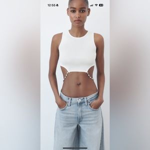 Zara cut out top with rhinestone detail